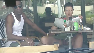 Big Chief Wed #4 Part 3 - Shush films me outside a cafe Upskirt Lustrous increased by having an Interracial event with a Black Man!!!