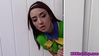 Petite teenager sucking