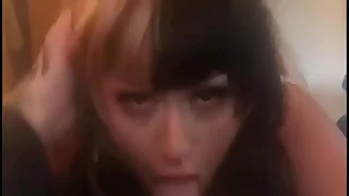 Cute teen deepthroats and pukes on bushwa